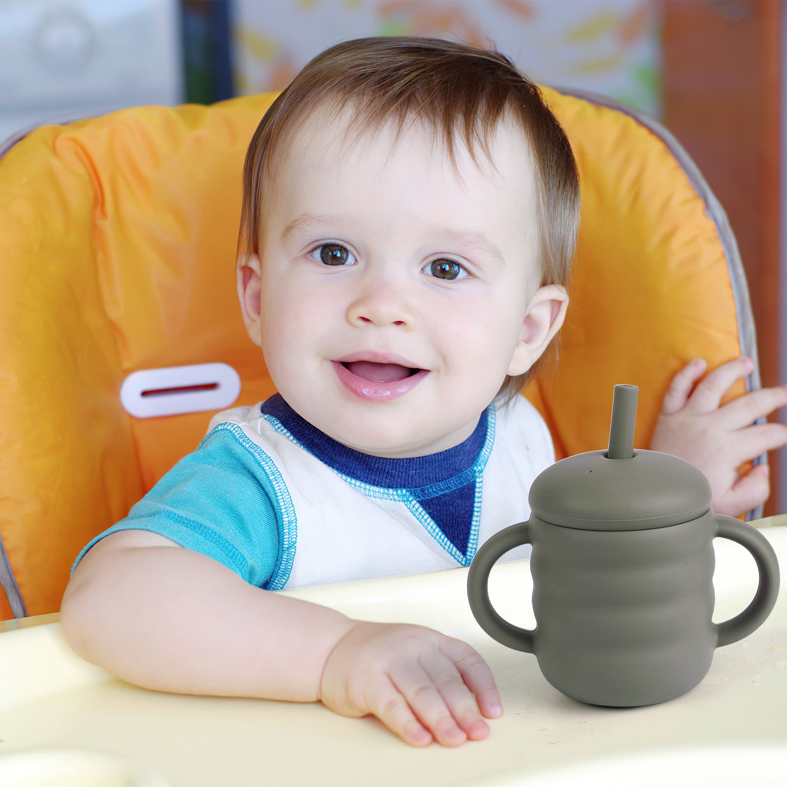 Cross-border New Corrugated Baby Cups Silicone Drinking Cups Fall-resistant High Temperature Resistant Children's Cups Baby Cups Wholesale